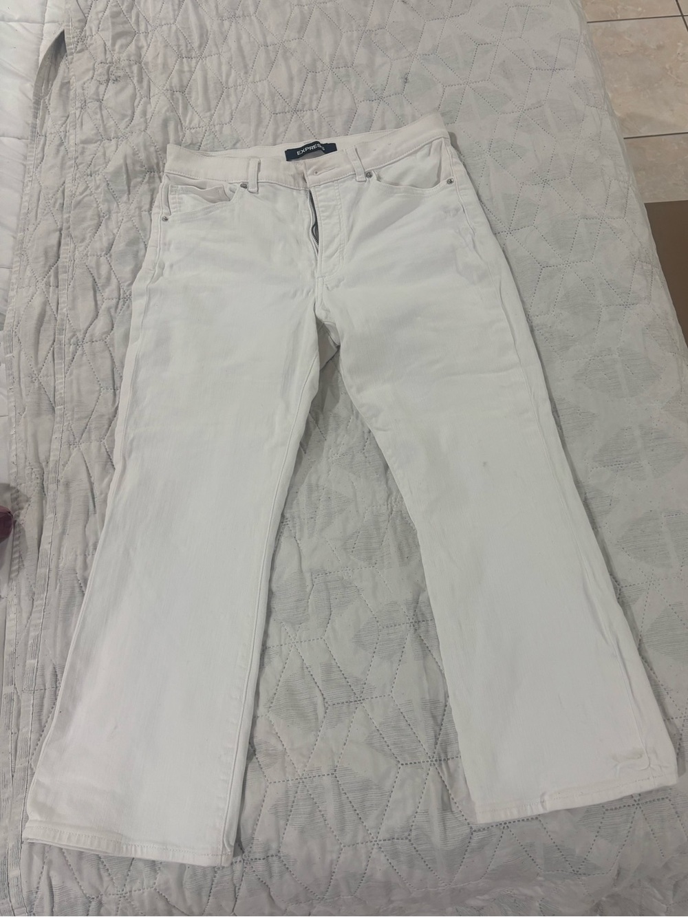 Express White Flare Wide-Leg Jeans